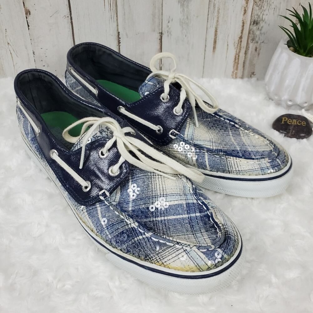 Sperry Topsider Shoes Sequin Blue Size 9.5